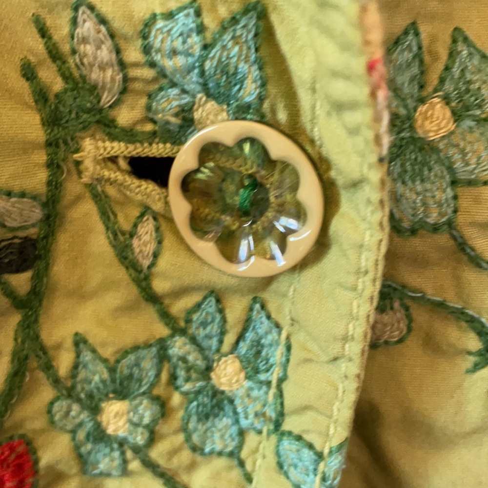 Johnny Was Green Embroidered Jacket Blazer